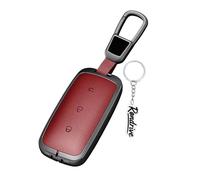 Rondrive Custodia per chiave auto, compatibile con Geely EX5 2025 2026 Galaxy EX5 EX5 EM-I Starray EM-i Metallo+Pelle Custodia portachiavi con 3 tasti A Rosso