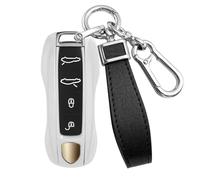 Rondrive Custodia per chiave auto compatibile con Porsche Panamera Cayenne Taycan 911 Carrera 2017-2025, guscio per chiave auto, bianco (design a 3 pezzi)