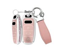 Rondrive Custodia per chiave compatibile con Audi 2021 A3 Hybrid 8Y A6 C8 2018 RS per E-tron GT Q4 Q7 A7 A8 SQ8 RS3 2019-2024 con strass in TPU, custodia portachiavi in TPU, colore argento