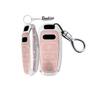 Rondrive Custodia per chiavi compatibile con Audi 2021 A3 Hybrid 8Y A6 C8 2018 RS per E-tron GT Q4 Q7 A7 A8 SQ8 RS3 2019-2024 con strass in TPU, portachiavi C rosa