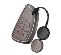 Rondrive Custodia per portachiavi a 4 pulsanti compatibile con GMC Sierra 1500 2021-2026 Hummer EV Yukon Canyon Acadia Terrain, custodia in metallo per chiave auto, in pelle, marrone