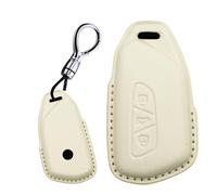 Rondrive Custodia protettiva in pelle Macaron, compatibile con Cupra Formentor Born Ateca Leon Terramar per Ford Capri EV 2025 2026 portachiavi portachiavi accessorio A bianco crema