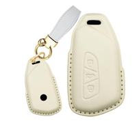 Rondrive Custodia protettiva in pelle Macaron per chiave auto, compatibile con Ford Capri EV 2025 2026 Tourneo Connect 2024, custodia per chiavi, portachiavi, accessorio B, bianco crema