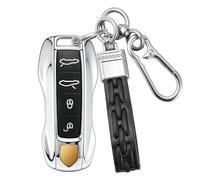 Rondrive Custodia protettiva per chiave elettronica Porsche 2017-2025 per Panamera Cayenne Taycan 911 Carrera accessori auto dipinta, argento (design a 3 pezzi)
