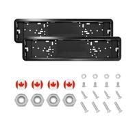 Rondrive Portatarga auto, 2 pezzi, nero lucido, portatarga universale per auto, in acciaio inox, anteriore e posteriore, per auto