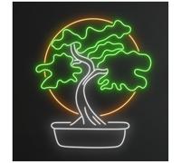 RONGCH Luci al Neon Da Parete Bonsai Tree Neon Light, Vaso Verde Eco Room Wall Decor Gardener 55cm