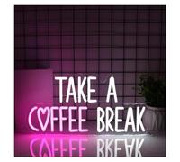 RONGCH Luci al Neon Da Parete Insegna Al Neon A Dimmerabile Take A Coffee Break Per Bar, Ristoranti, Negozi, Decorazioni Murali 42.5cmx21cm