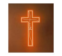 RONGCH Luci al Neon Da Parete Insegna Al Neon A Forma Di Croce, Decorazione Da Parete, Incisione 3D, Decorazione Per Casa, Camera Da Letto, Matrimonio, Dimmerabile, 38x22cm(UN)