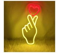 RONGCH Luci al Neon Da Parete Insegna Al Neon A Forma Di Cuore Con Dito, Luce A Per Matrimonio, Decorazione Personalizzata Da Parete Per Camera Letto 18cmx40cm