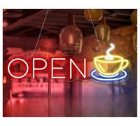 RONGCH Luci al Neon Da Parete Insegna Al Neon Apri E Chiudi Per Caffè, Per Attività Commerciali, Per Interni Ed Esterni, Negozio, Benvenuto 55cm(C)