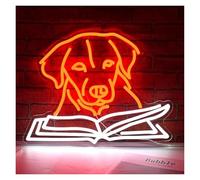 RONGCH Luci al Neon Da Parete Insegna Al Neon Con Cane Che Legge Un Libro, Perfetta Per Il Tuo Studio, Ufficio O Angolo Lettura Ideale 38.4x30cm