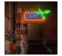 RONGCH Luci al Neon Da Parete Insegna Al Neon Con Forbici E Luminosità Regolabile, Adatta Per Decorazioni Da Barbiere, 21cmx45cm(C)