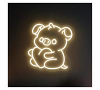 RONGCH Luci al Neon Da Parete Insegna Al Neon Con Maiale E Cuore, Luce Per La Decorazione Della Parete Camera Da Letto Di Casa, A 38cmx40cm(B)