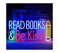 RONGCH Luci al Neon Da Parete Insegna Al Neon Leggi Il Libro, Sii Gentile Per Studio, Biblioteca, Sala Lettura, Cameretta Dei Bambini, Lampada Decorativa Da Parete Dimmerabile.(42X21cm)