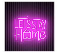 RONGCH Luci al Neon Da Parete Insegna Al Neon Let's Stay HomePer Camera Da Letto, Sala Giochi, Soggiorno, Decorazione Da Parete Personalizzabile, 38cm(B)