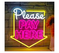 RONGCH Luci al Neon Da Parete Si Prega Di Pagare Qui Insegna Al Neon Cassiere Cassa Qui Insegna A LED Per Decorazioni Murali Negozio Centro Commerciale Ristorante Bar Supermercato