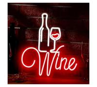RONGCH Luci al Neon Da Parete Wine Insegna Al Neon Dimmerabile Luce Per Gli Amanti Del Vino Decorazione Per Feste Alimentata Tramite USB Per La Casa Bar Man Cave Decor 32.21cm×36cm