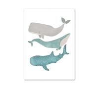 RONGCH Stampe su Tela per pareti Poster Minimalista con Stampa su Tela,Dipinto Arredamento per La Casa, Balena, Gabbiano, Sole, Luna, Oceano, Spiaggia, Onde, per Cameretta dei Bambini(G,50x70cm)