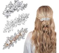 Rongchenghao 3 fermagli per capelli con strass, fermagli per capelli con perle, accessori per capelli da sposa con clip a molla adatti per donne e ragazze damigelle d'onore