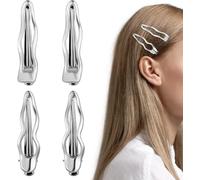 Rongchenghao 4 fermagli per capelli ondulati in metallo argentato, adatti per donne e ragazze, piccoli fermagli per capelli, adatti per capelli spessi e radi nella vita quotidiana, feste e occasioni
