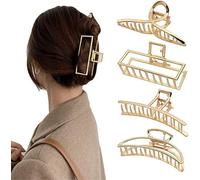 Rongchenghao 4 grandi fermagli per capelli, adatti per capelli spessi, fermagli per capelli in metallo antiscivolo, eleganti fermagli in lega d'oro, adatti per donne e ragazze accessori per capelli