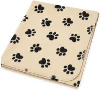 Rongchenghao Coperta lavabile per cani con stampa a zampa, morbida coperta in lana adatta per animali domestici da interno di piccole e medie dimensioni, comodo e caldo, copriletto, colore beige