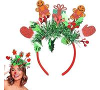 Rongchenghao Fascia natalizia con pan di zenzero, adatta sia per uomini che per donne, fascia con nappe verde scintillante, perfetta per le vacanze invernali delle ragazze e le feste di Capodanno