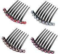 Rongchenghao Set di 4 pettini per capelli con strass, in plastica, dentati, antiscivolo, comodi, a forma di artiglio, accessorio per capelli adatto per donne e ragazze