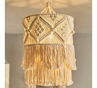 RONGKUN Bohemia Paralume Lampada da soffitto, Macrame Lampade a Sospensione Paralume Decor, Bianco Caldo, Artigianato Nappa Arazzo Sfondo Testiera Appeso Un Parete