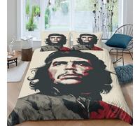 RONGOINL Che Guevara Set Copripiumino 3 Pezzi 3D Stampa Digitale Rivoluzione Cubana Copripiumino Set Di Biancheria Da Letto Microfibra Morbido Con Cerniera E Federe Per Bambini Double（200x200cm）