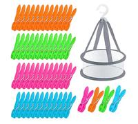 Rongrongago 48 Pezzi Mollette per Bucato con Cestino, Colorata Mollette Panni, Plastica Molletta Multicolore, Antivento e Antiscivolo per Vestiti, Calzini, Asciugamani