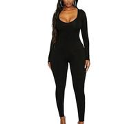 Rongseg Tuta Intera Donna Tutina Donna Aderente Manica Lunga Yoga Jumpsuit Sportiva Push Up Slims Abbigliamento Moda Elastico Rompers One Piece Palestra Leggings per Fitness Yoga Clubwear