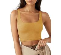 Rongseng Canotta Donna Estiva Crop Top Sexy Senza Maniche con Scollo Quadrato Canottiera Corto Sportiva Aderente Tank Top Casual Elegante Maglietta Tinta Unita Shirt