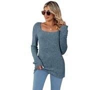 Rongseng Maglioni da Donna Maglia a Maniche Lunghe con Scollo Quadrato Sexy Slim Tunica Tops Elegante Pullover Morbido Leggero Sweatshirts T-Shirt Casual Felpa Moda Bluse per l'Autunno Inverno