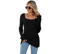 Rongseng Maglioni da Donna Maglia a Maniche Lunghe con Scollo Quadrato Sexy Slim Tunica Tops Elegante Pullover Morbido Leggero Sweatshirts T-Shirt Casual Felpa Moda Bluse per l'Autunno Inverno