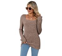 Rongseng Maglioni da Donna Maglia a Maniche Lunghe con Scollo Quadrato Sexy Slim Tunica Tops Elegante Pullover Morbido Leggero Sweatshirts T-Shirt Casual Felpa Moda Bluse per l'Autunno Inverno