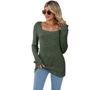 Rongseng Maglioni da Donna Maglia a Maniche Lunghe con Scollo Quadrato Sexy Slim Tunica Tops Elegante Pullover Morbido Leggero Sweatshirts T-Shirt Casual Felpa Moda Bluse per l'Autunno Inverno