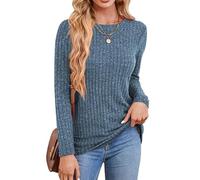 Rongseng Maglioni da Donna Maglia a Maniche Lunghe Girocollo Signore Tunica Tops Leggero Loose Pullover Morbido Sweatshirts Elegante Manica Lunga T-Shirt Casual Felpa Moda Bluse per l'Autunno Inverno