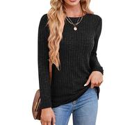 Rongseng Maglioni da Donna Maglia a Maniche Lunghe Girocollo Signore Tunica Tops Leggero Loose Pullover Morbido Sweatshirts Elegante Manica Lunga T-Shirt Casual Felpa Moda Bluse per l'Autunno Inverno
