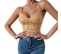 Rongseng Top da Donna in Pizzo Sexy con Spalline Sottili Incrociate Canotta Donna Estiva Crop Top Scollo a V Senza Pancia Regolabile Canottiera Casual Aderente Camisole