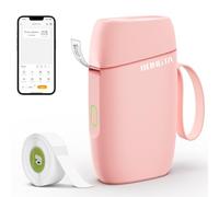 Rongta Etichettatrice con nastro, stampante per etichette Bluetooth, mini etichettatrice wireless con più modelli per organizzare ufficio casa (rosa)