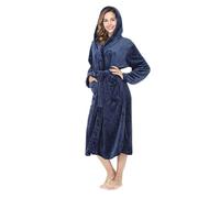 RONGTAI Accappatoi da donna in pile di peluche con cappuccio, camicia da notte spessa con tasche, soffice pigiama
