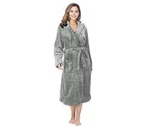 RONGTAI Accappatoi da donna in pile di peluche con cappuccio, camicia da notte spessa con tasche, soffice pigiama