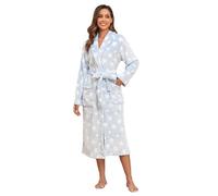RONGTAI Accappatoio da donna in peluche caldo e leggero e morbido per spa e bagno per regali di compleanno e vacanze, Blu, Large
