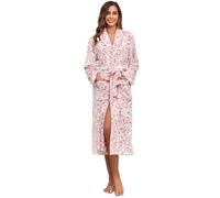 RONGTAI Accappatoio da donna in pile, caldo e lungo, camicia da notte, Grigio, Medium