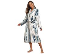 RONGTAI Accappatoio da donna in pile caldo e lungo, Geometrico-verde, XL