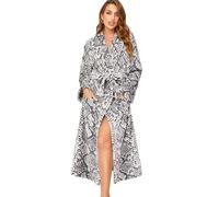 RONGTAI Accappatoio da donna in pile caldo e lungo, Pitone, XXL