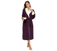 RONGTAI Plush Fleece Bathrobe for Women Long Robe with Two Side Pockets and Belt Warm and Cozy Fluffy Sleepwear Nightgown