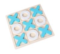 rongweiwang Gioco del tris in legno, gioco da tavolo intelligente e divertente per bambini e adulti, bianco e blu