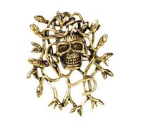 rongweiwang La spilla scheletro è adatta per feste di Halloween e altre occasioni festive. Spilla scheletro Sciarpa Abito Spille da bavero Moda spettrale con raffinatezza, oro, 5.3x4.3x3 cm